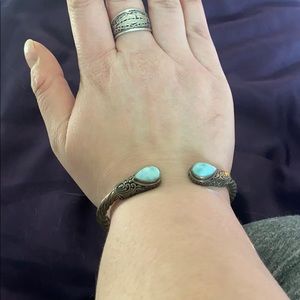 Braided bangle with turquoise accent